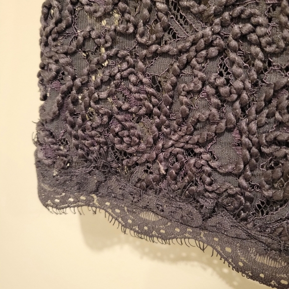 2/$18 Anne Klein Lace Embroidered Short Sleeves Dark Gray Blouse Top Mock XXS - Picture 7 of 11